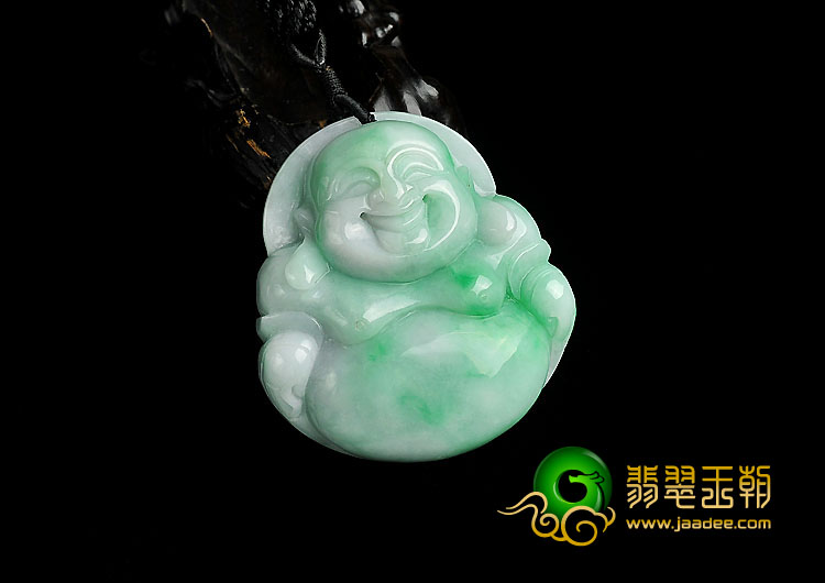 糯冰种翠色缅甸翡翠A货玉佛挂件
