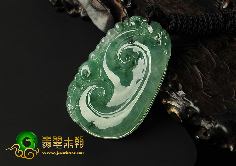 冰种飘花缅甸翡翠A货如意寿挂件