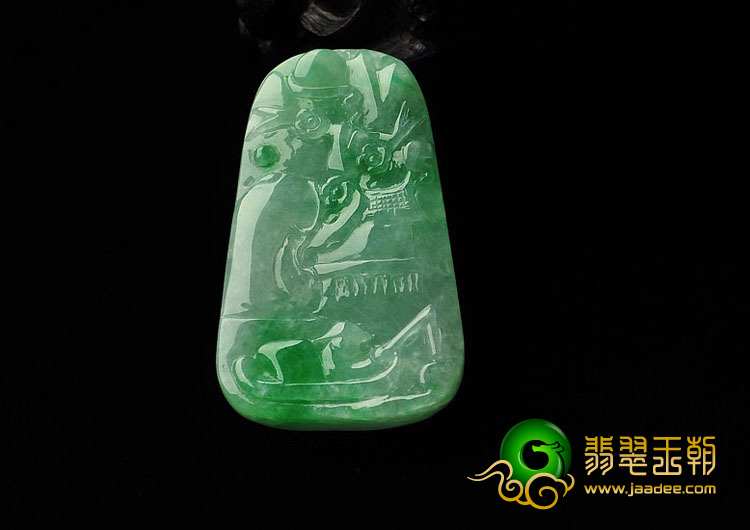 糯冰种翠色缅甸翡翠A货独钓寒江挂件