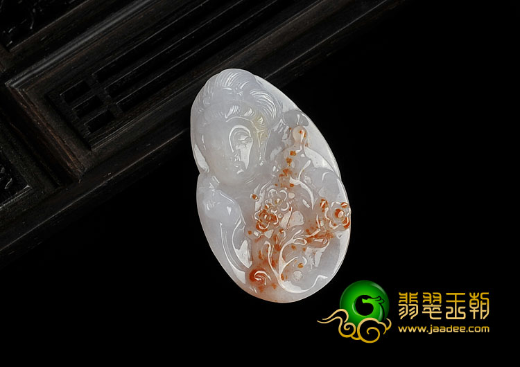 (超值推荐)糯冰种飘红翡缅甸翡翠A货踏雪寻梅挂件