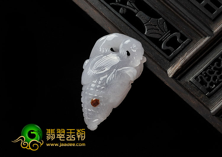 糯冰种淡紫罗兰略带红翡缅甸翡翠A货玉米挂件