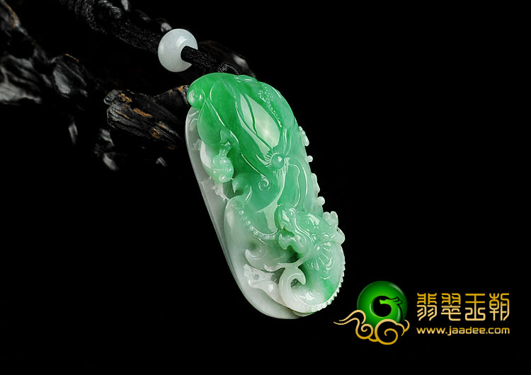 糯冰种阳绿缅甸翡翠A货龙行如意挂件