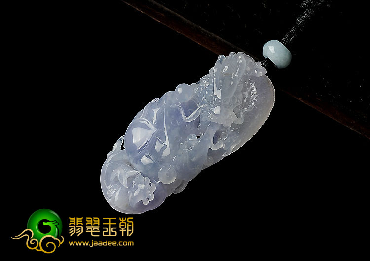 冰种紫罗兰缅甸翡翠A货龙头鱼挂件