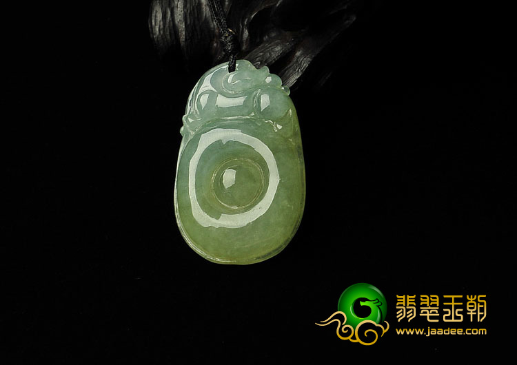 冰种淡黄翡缅甸翡翠A货福在眼前挂件