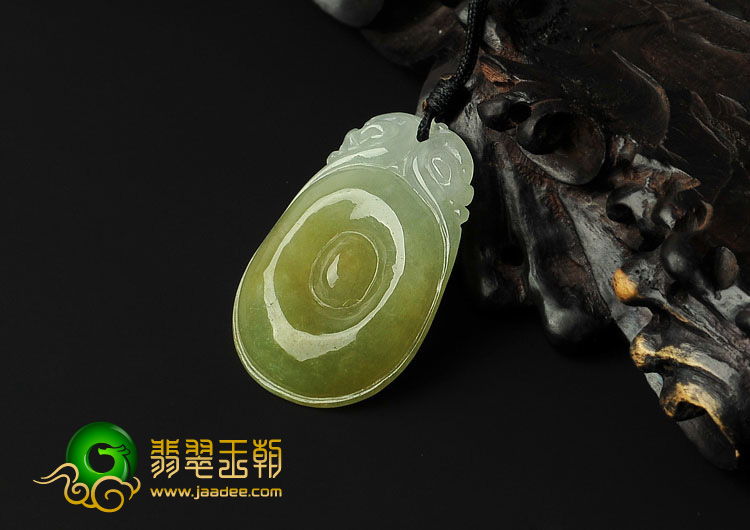 冰种黄翡缅甸翡翠A货福在眼前挂件