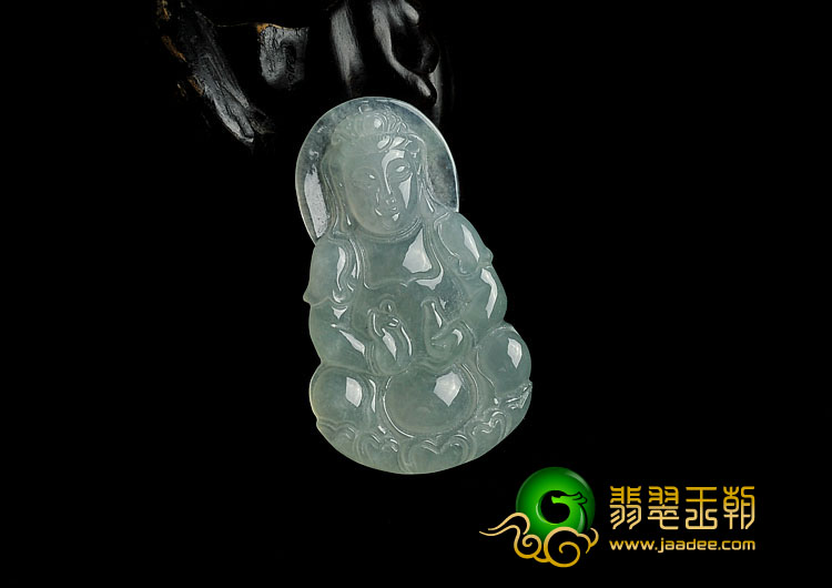 冰种晴水缅甸翡翠A货观音挂件