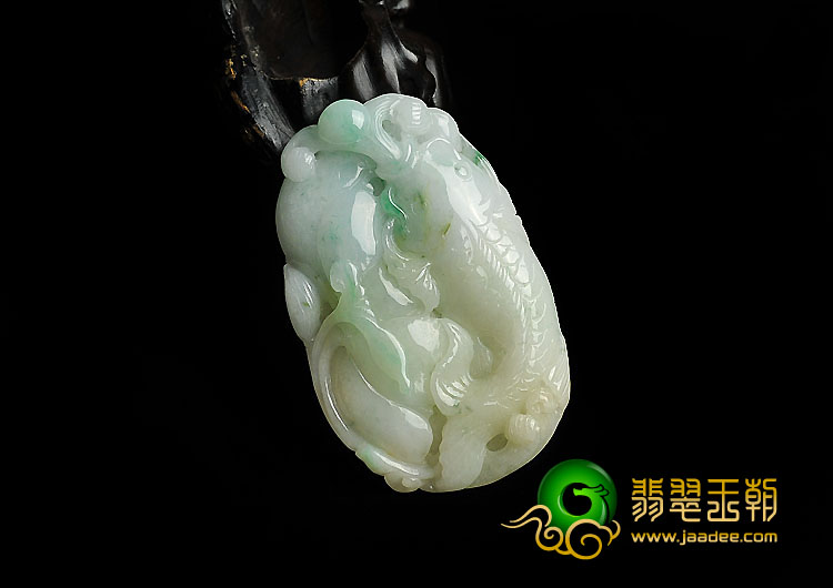糯冰种飘花缅甸翡翠A货年年有余挂件