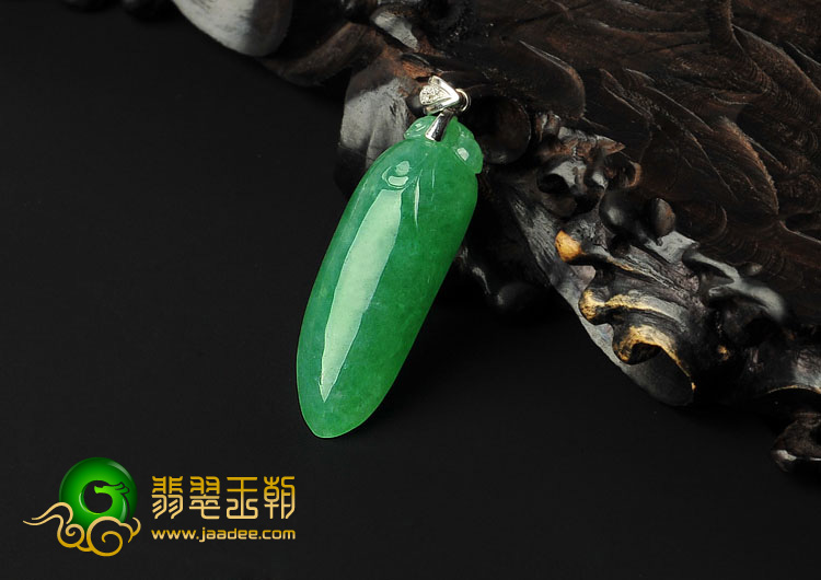 糯冰种苹果绿满绿缅甸翡翠A货镶金扣福瓜挂件