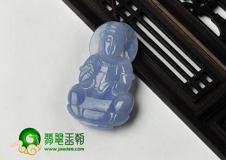 冰种紫罗兰缅甸翡翠A货观音挂件