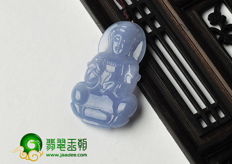 冰种紫罗兰缅甸翡翠A货观音挂件
