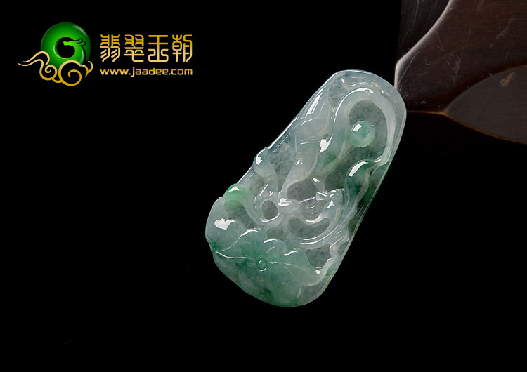 冰种飘花缅甸翡翠A货一路连科挂件
