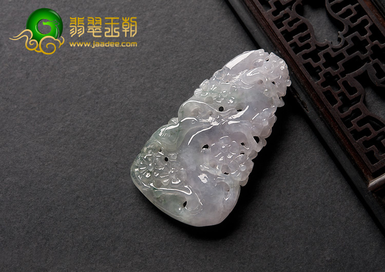 糯冰种紫罗兰缅甸翡翠A货喜上眉梢挂件
