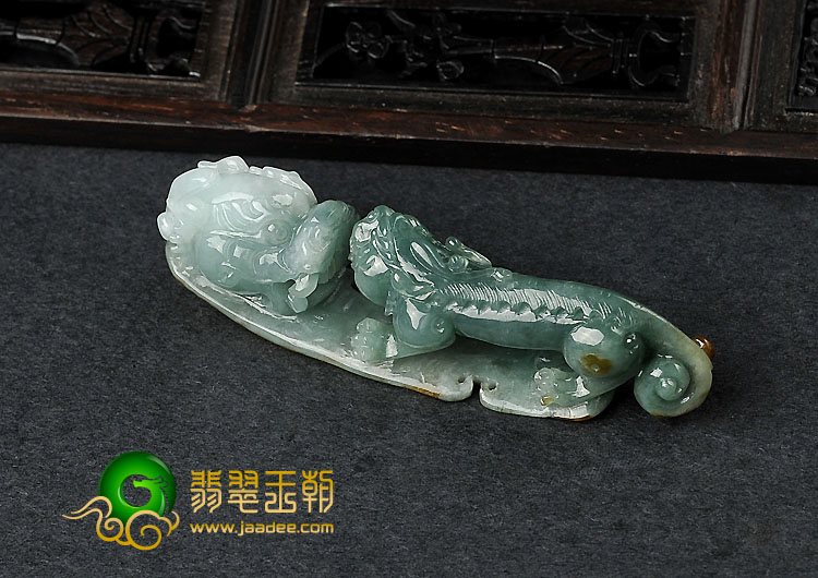 糯冰种晴水褐黄翡缅甸翡翠A货龙钩挂件
