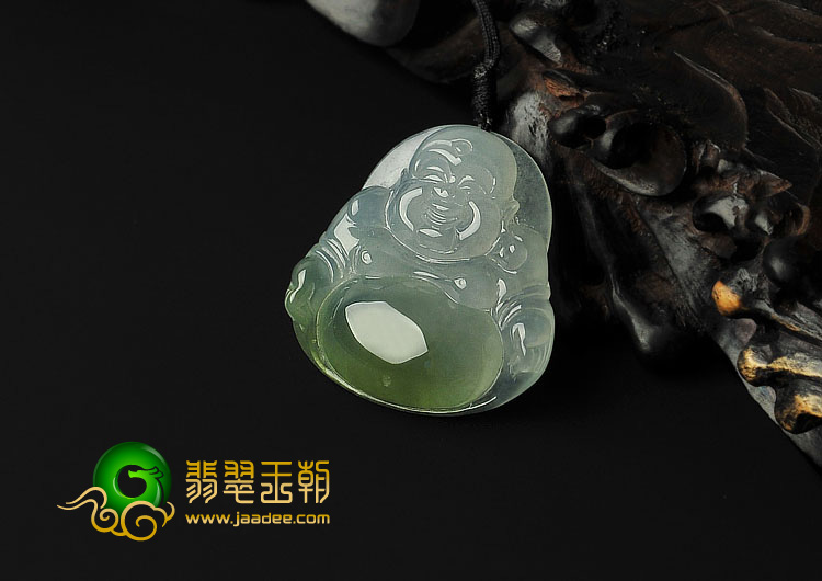 冰种淡褐翡缅甸翡翠A货玉佛挂件