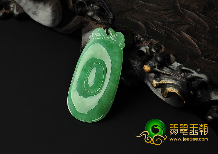 糯冰种翠色缅甸翡翠A货福在眼前挂件