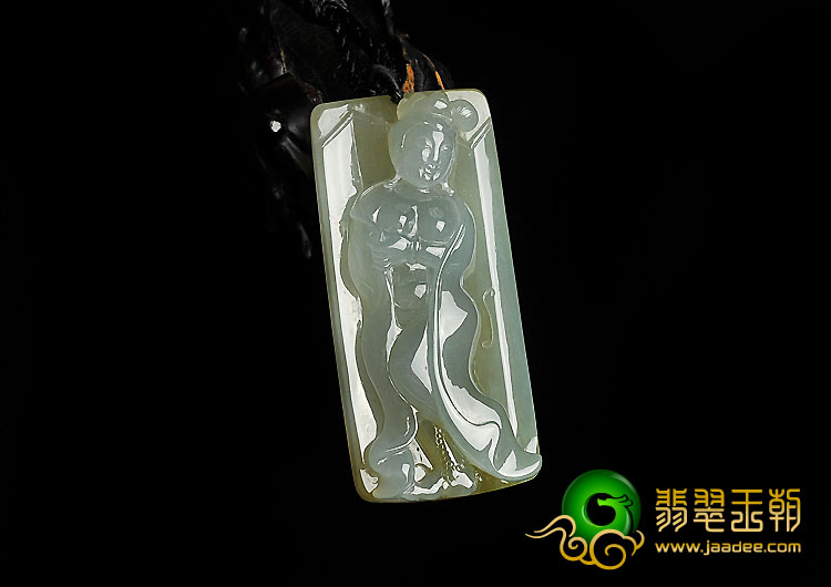 冰种淡黄翡缅甸翡翠A货贵妃出浴挂件