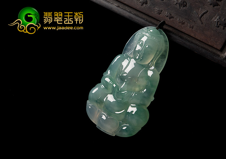 冰种飘翠缅甸翡翠A货观音挂件