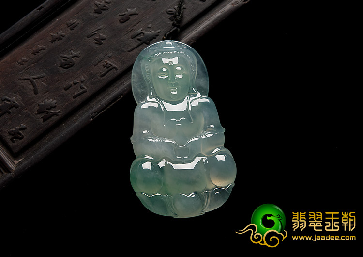 冰种飘翠缅甸翡翠A货观音挂件