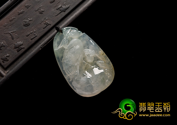 冰种淡黄翡缅甸翡翠A货一路连科挂件
