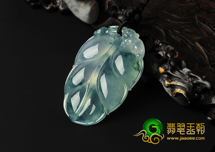 冰玻种飘花缅甸翡翠A货叶子挂件