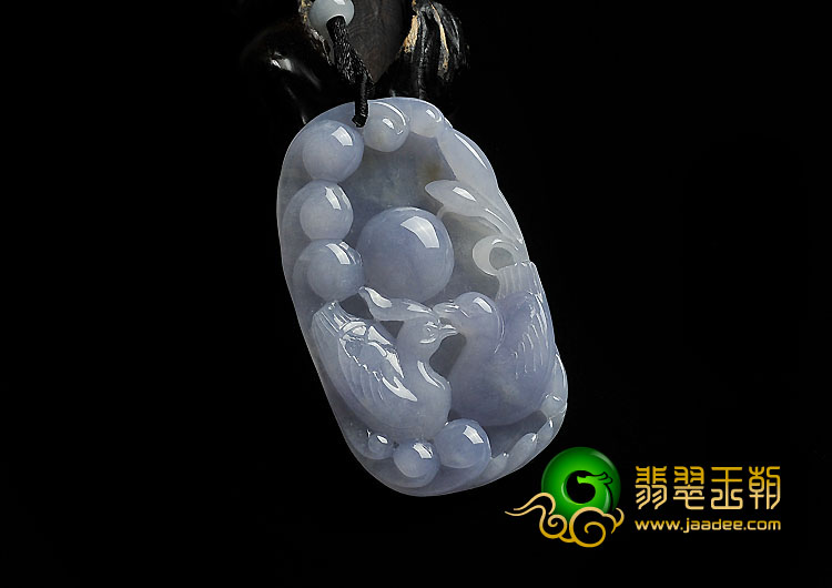 feicui糯冰种紫罗兰缅甸翡翠A货百年好合挂件