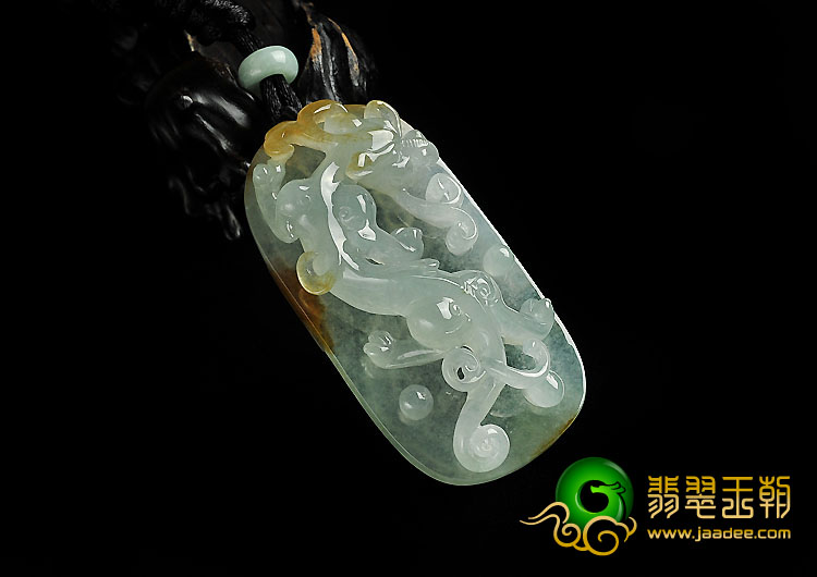 冰种晴水带淡黄翡缅甸翡翠A货螭龙挂件