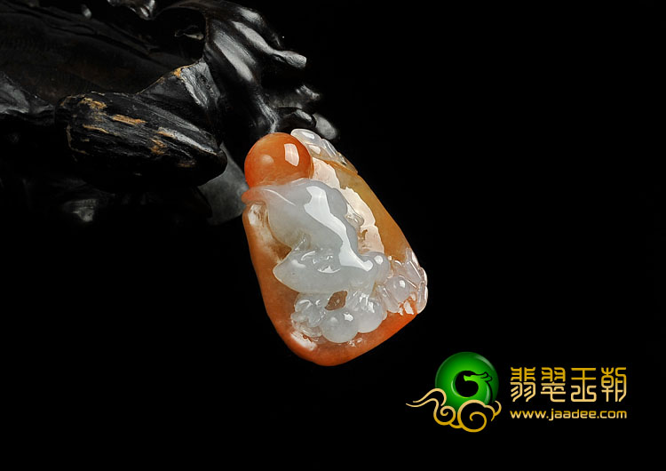 冰种红黄翡缅甸翡翠A货玉鼠运财挂件