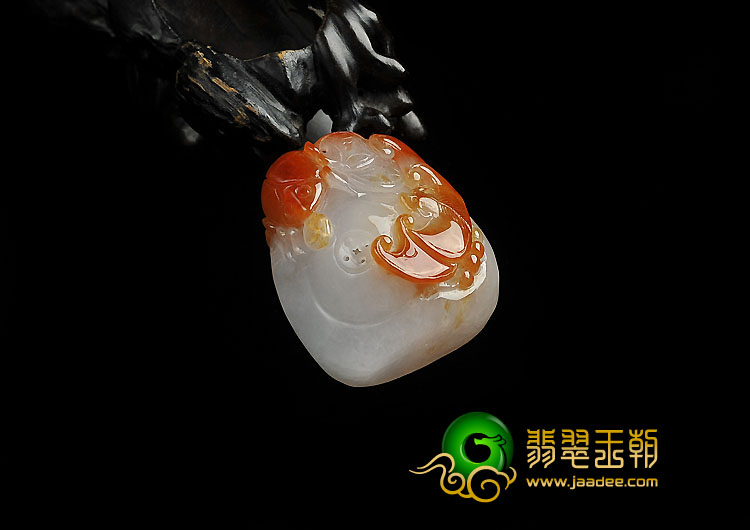 糯冰种红黄翡缅甸翡翠A货富甲天下挂件