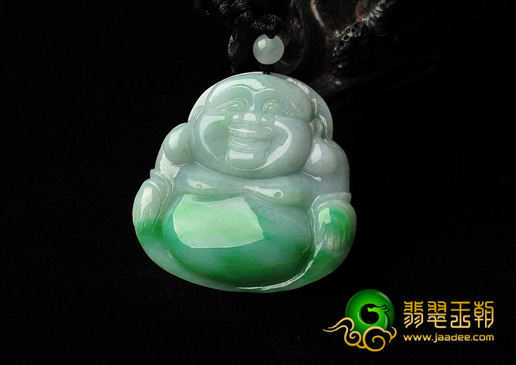 糯冰种翠色缅甸翡翠A货玉佛挂件