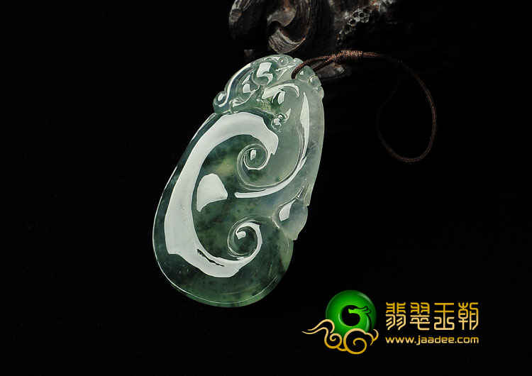 冰种飘花缅甸翡翠A货如意挂件