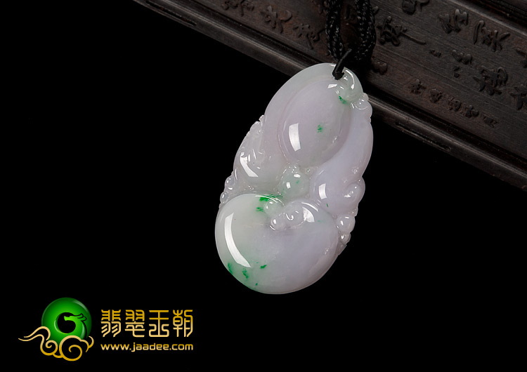 糯冰种春带彩缅甸翡翠A货如意寿挂件