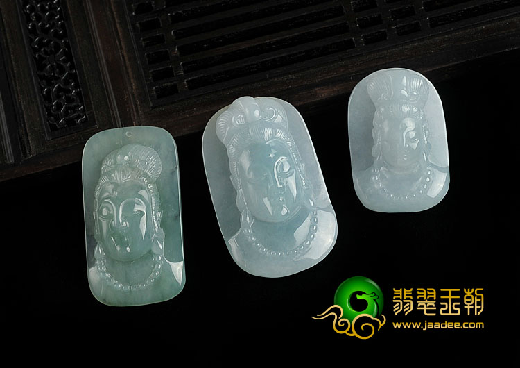 糯冰种晴水缅甸翡翠A货观音头挂件（单价）