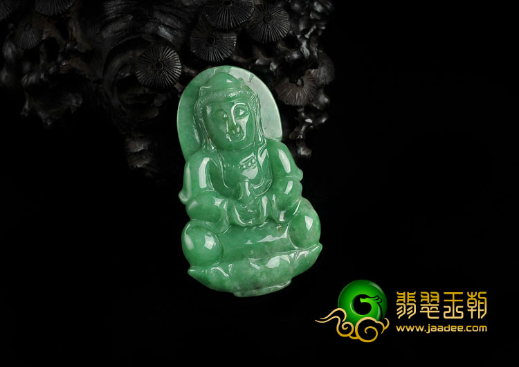 糯冰种阳绿缅甸翡翠A货观音挂件