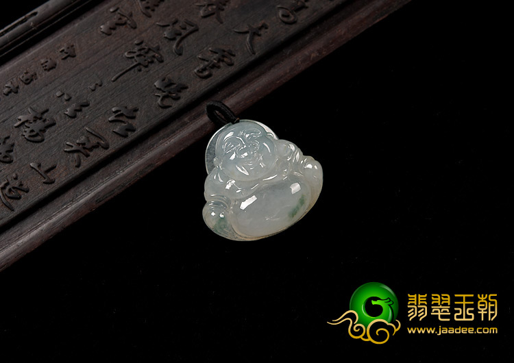 冰种飘花缅甸翡翠A货玉佛挂件