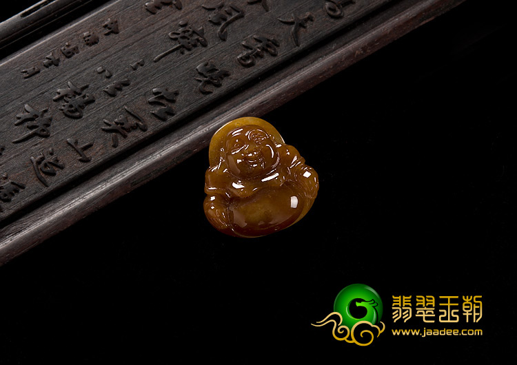 糯冰种褐黄翡缅甸翡翠A货玉佛挂件