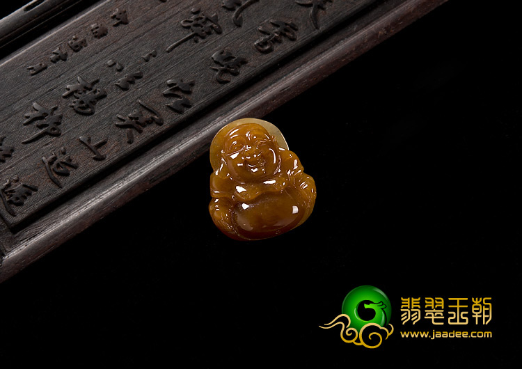 糯冰种褐黄翡缅甸翡翠A货玉佛挂件