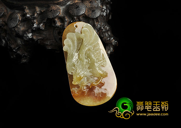 冰种黄翡缅甸翡翠A货大展宏图挂件