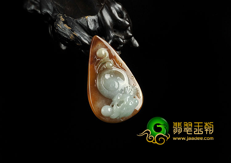 糯冰种红黄翡缅甸翡翠A货龙头挂件