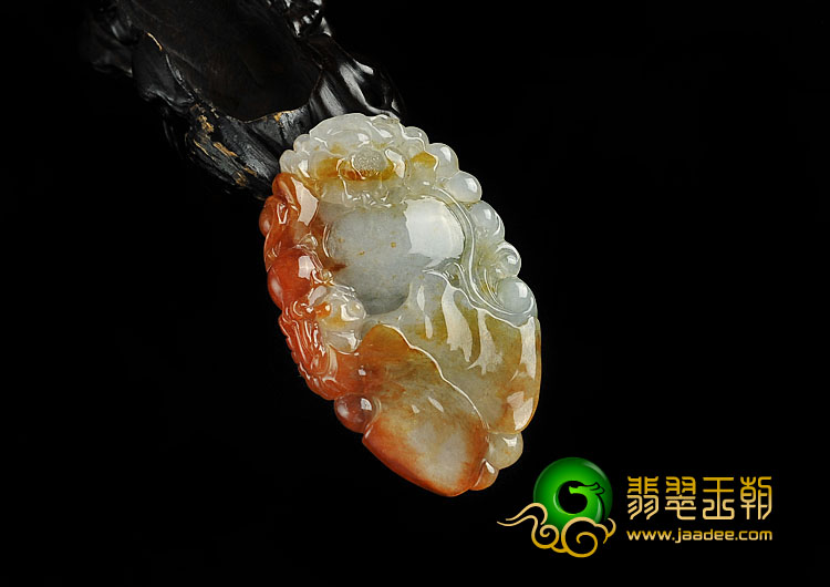 冰种红黄翡缅甸翡翠A货蝶恋花挂件