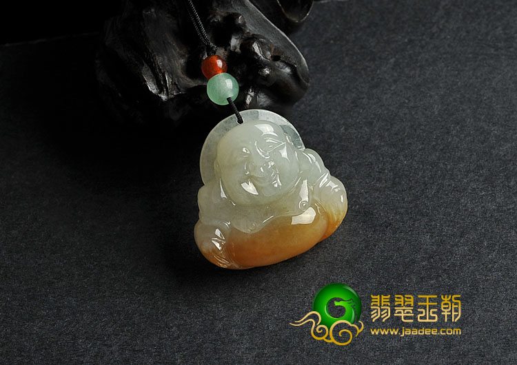 糯冰种黄翡缅甸翡翠A货玉佛挂件