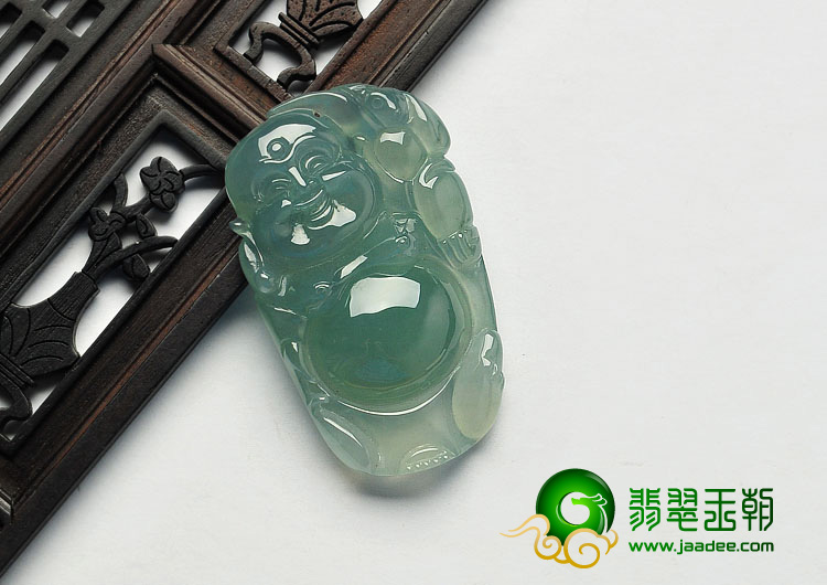 冰种晴水缅甸翡翠A货逍遥佛挂件