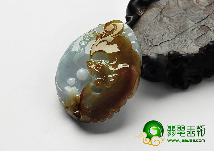 糯冰种褐黄翡缅甸翡翠A货兽头挂件