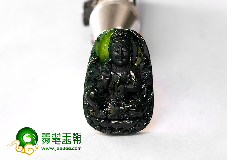 冰种墨翠缅甸翡翠A货观音挂件