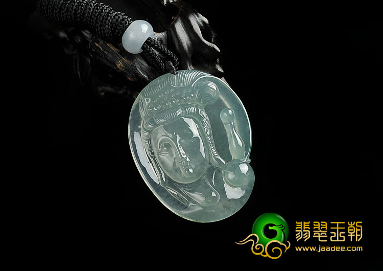 冰种晴水缅甸翡翠A货观音头挂件