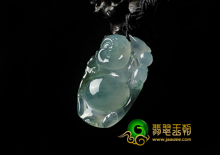 冰种飘花缅甸翡翠A货逍遥佛挂件
