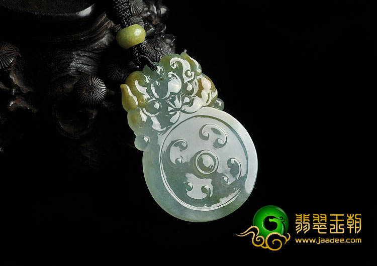 冰种黄翡飘花缅甸翡翠A货平安福挂件