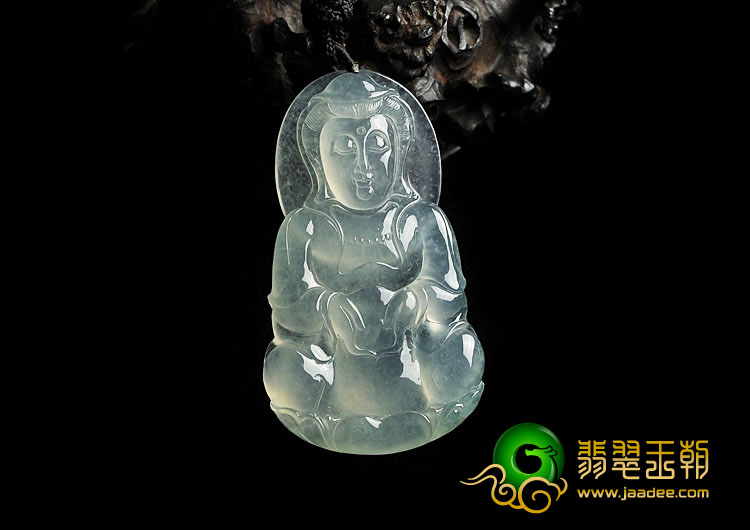 冰种晴水缅甸翡翠A货观音挂件