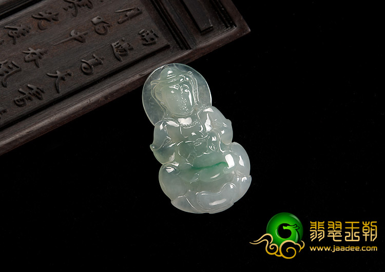 冰种晴水略飘翠缅甸翡翠A货观音挂件