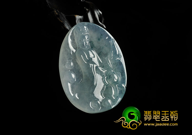 冰种飘花缅甸翡翠A货观音挂件