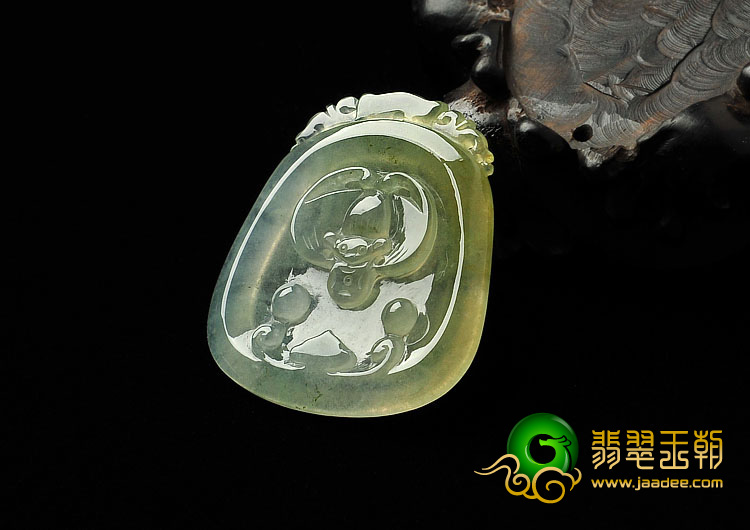 冰种黄翡缅甸翡翠A货福在眼前挂件